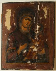 Тихвинская икона Божией Матери. XIX в. До реставрации